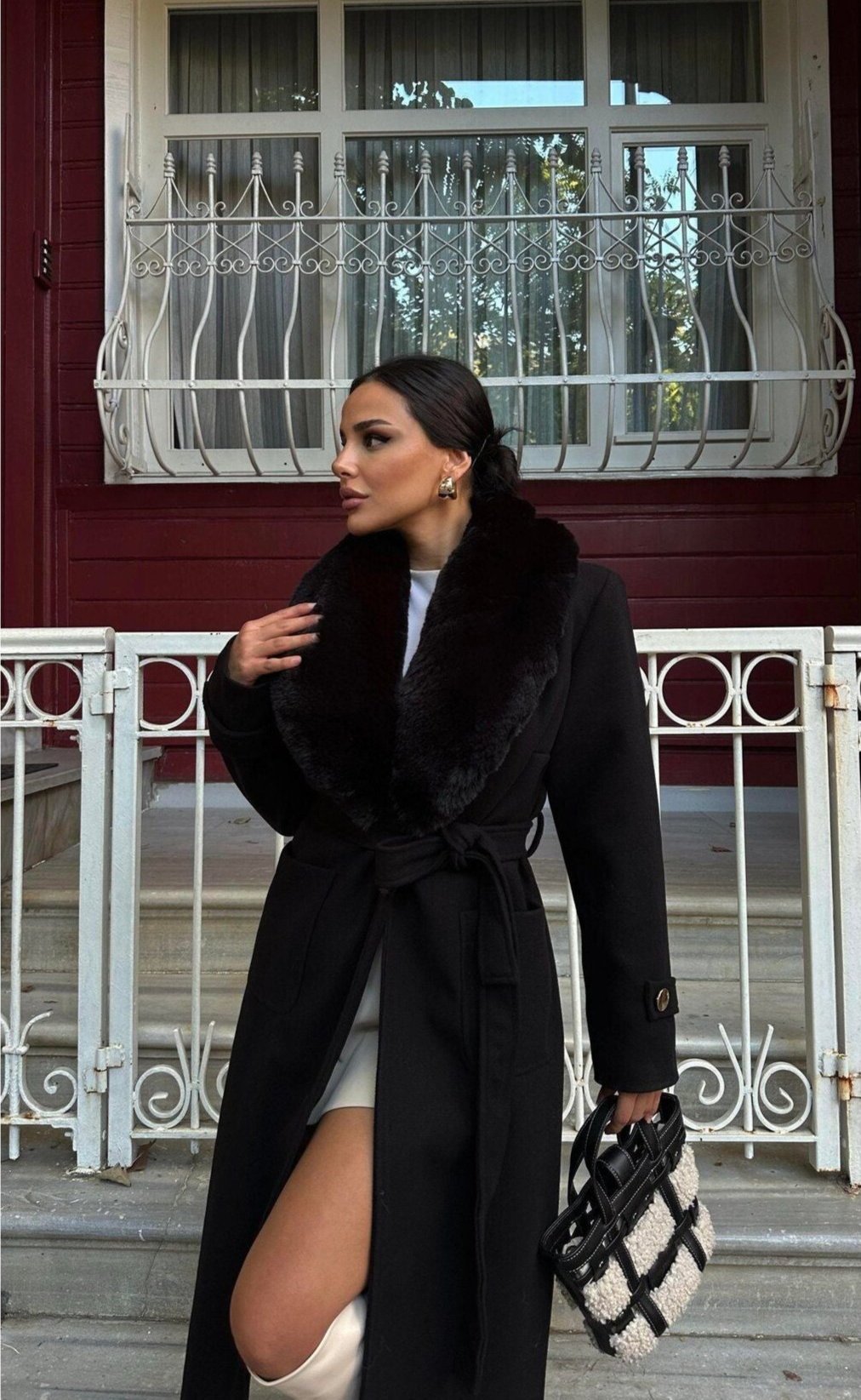 Cora Fur Collar Trench Coat