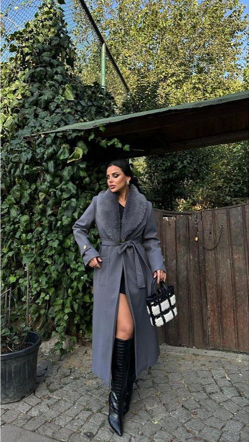 Cora Fur Collar Trench Coat