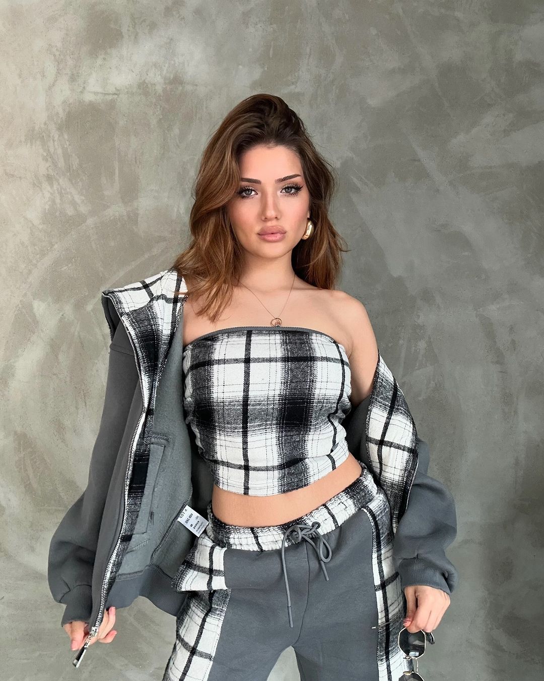 Cindy Plaid Jogger Set