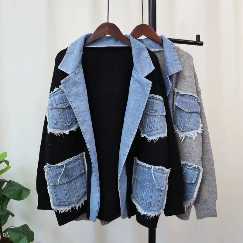 Zavi Denim Patchwork Cardigan