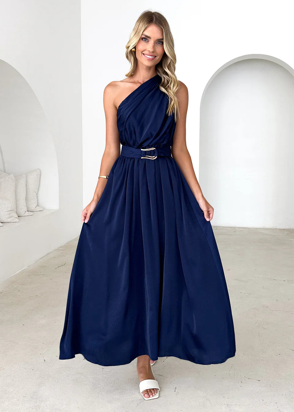 Ella Satin Dress with Belt