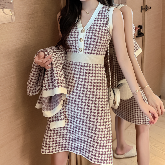 Jasmine Luxury Woolen Dress with Cardigan