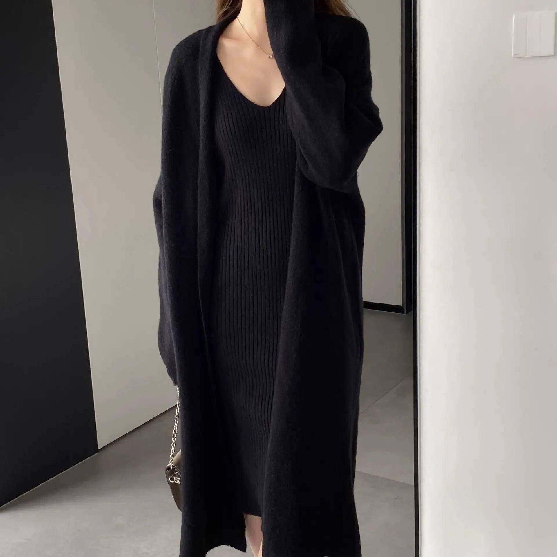 Ferria Luxury Woolen Dress with Cardigan