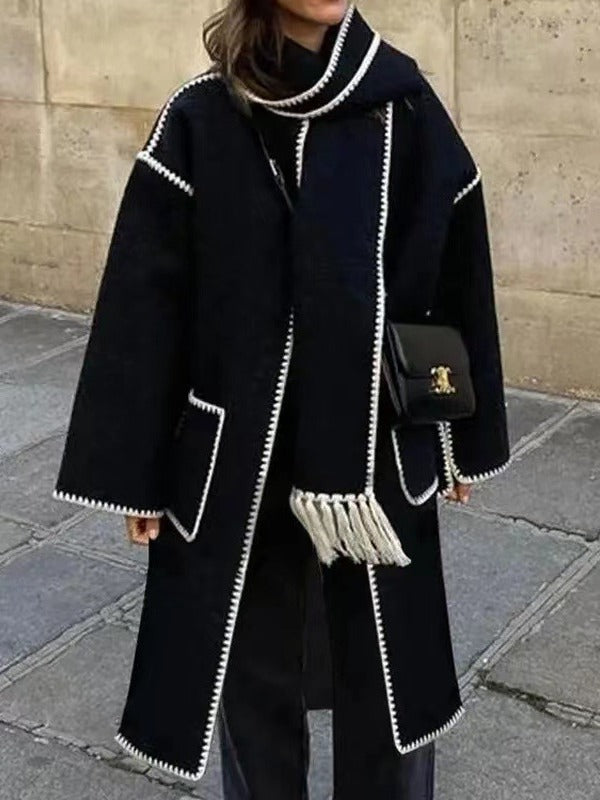 Dublin Long Stand Collar Coat with Scarf