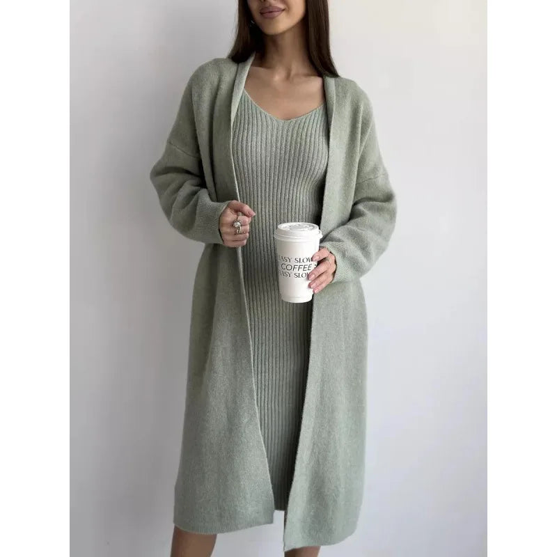 Ferria Luxury Woolen Dress with Cardigan