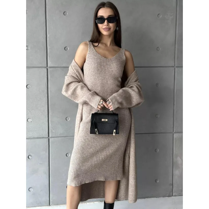 Ferria Luxury Woolen Dress with Cardigan