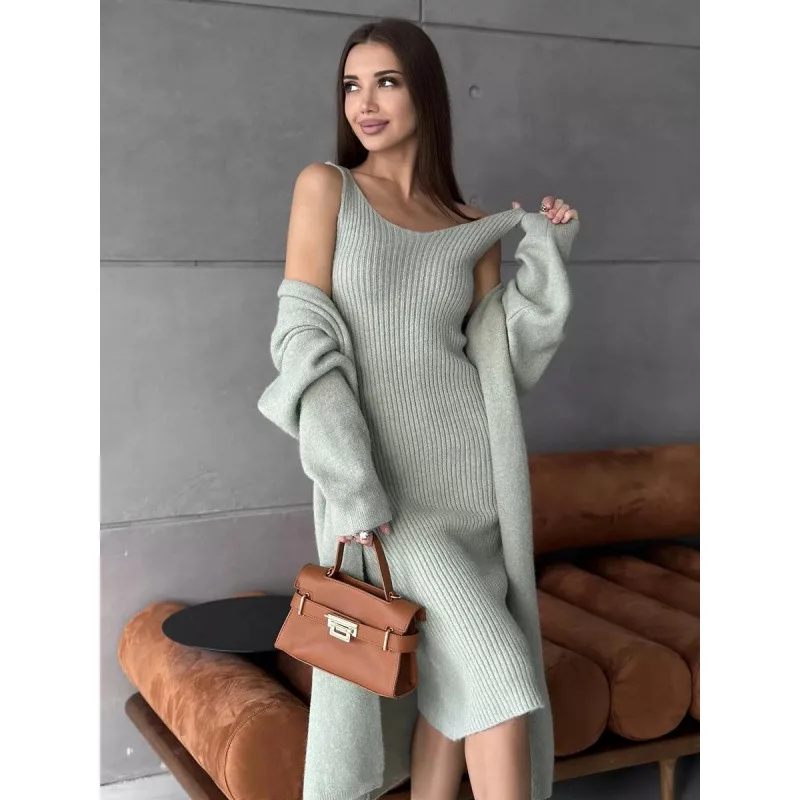 Ferria Luxury Woolen Dress with Cardigan