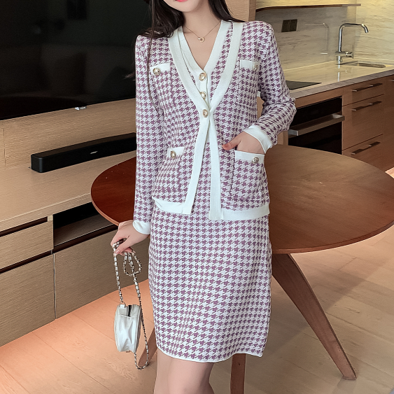 Jasmine Luxury Woolen Dress with Cardigan