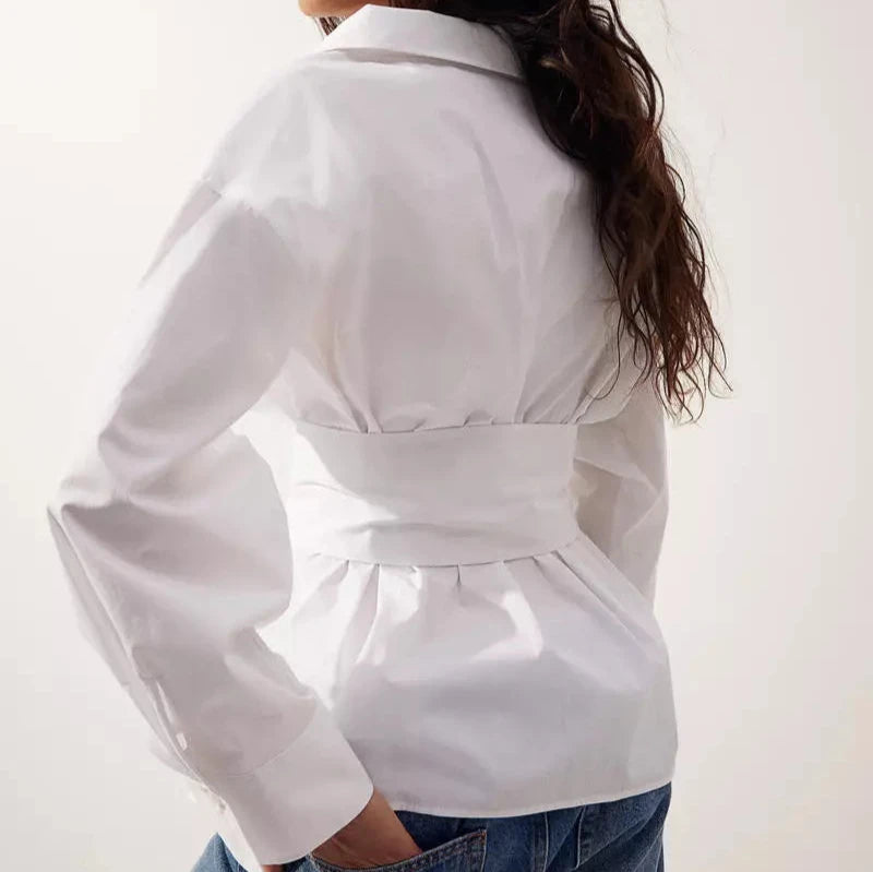 Greta Poplin Wrap Blouse