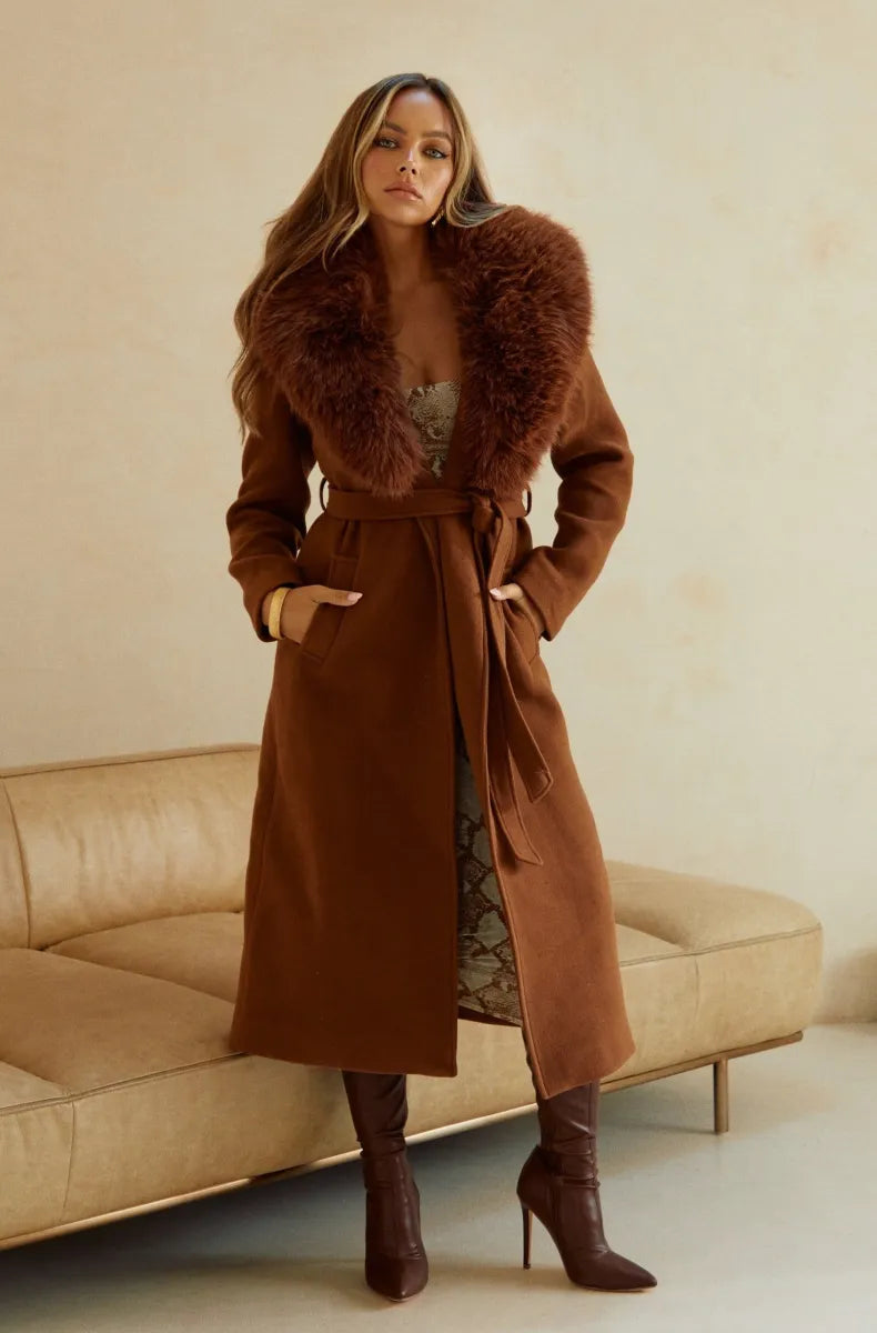 Cora Fur Collar Trench Coat