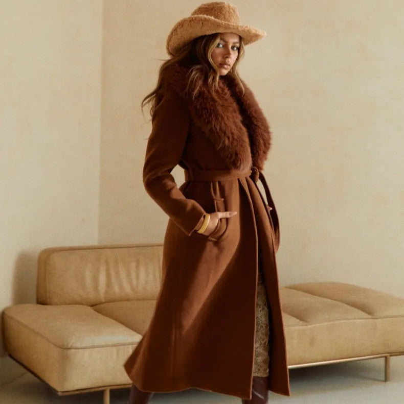 Cora Fur Collar Trench Coat