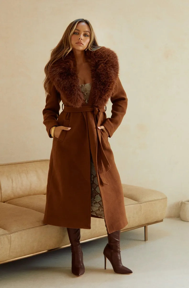 Cora Fur Collar Trench Coat