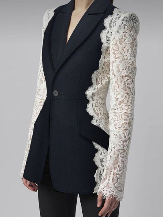 Maira Lace Panel Blazer Set