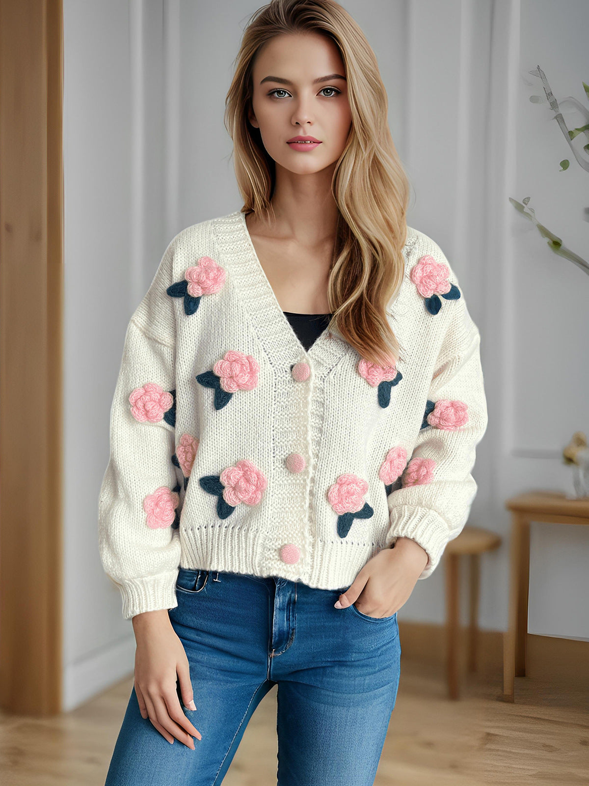 Margot 3D Flower Applique detailing Sweaters