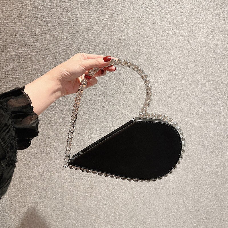 Luxury Rhinestone Hollow Heart Clutch